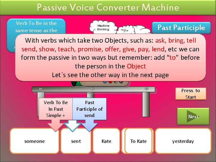 Passive Voice Converter Machine Verb To Be in the same tense as the main Passive Voice Converter Machine Verb To Be in the same tense as the main