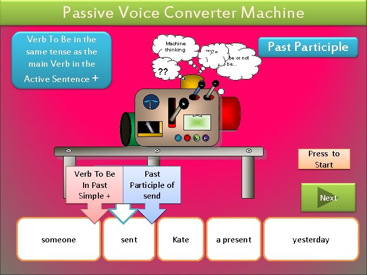 Passive Voice Converter Machine Verb To Be in the same tense as the main Passive Voice Converter Machine Verb To Be in the same tense as the main