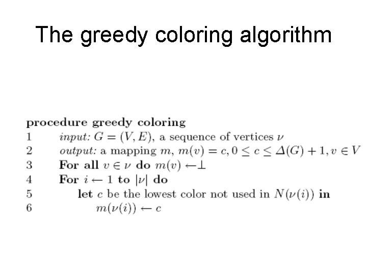 The greedy coloring algorithm 