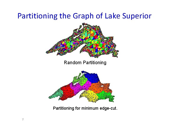 Partitioning the Graph of Lake Superior Random Partitioning for minimum edge-cut. 7 