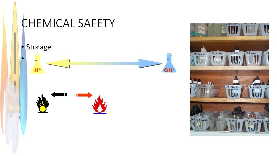 CHEMICAL SAFETY • Storage • H+ OH- 