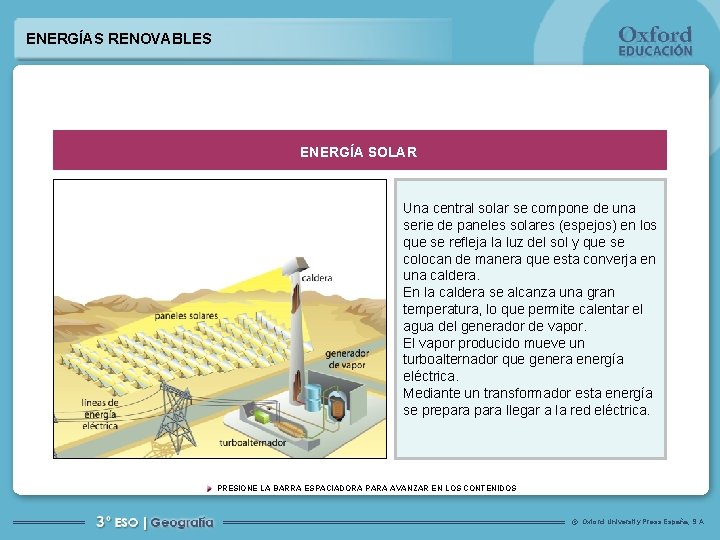 ENERGÍAS RENOVABLES ENERGÍA SOLAR Una central solar se compone de una serie de paneles