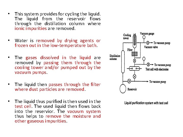  • This system provides for cycling the liquid. The liquid from the reservoir
