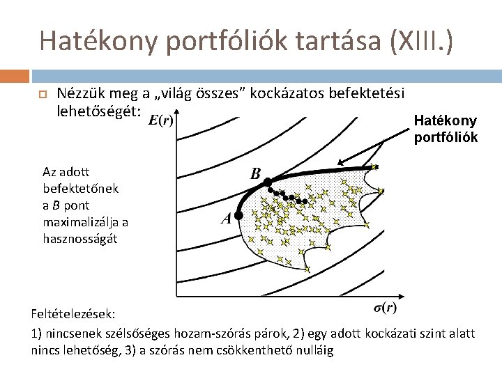 Hatékony portfóliók tartása (XIII. ) Nézzük meg a „világ összes” kockázatos befektetési lehetőségét: Hatékony