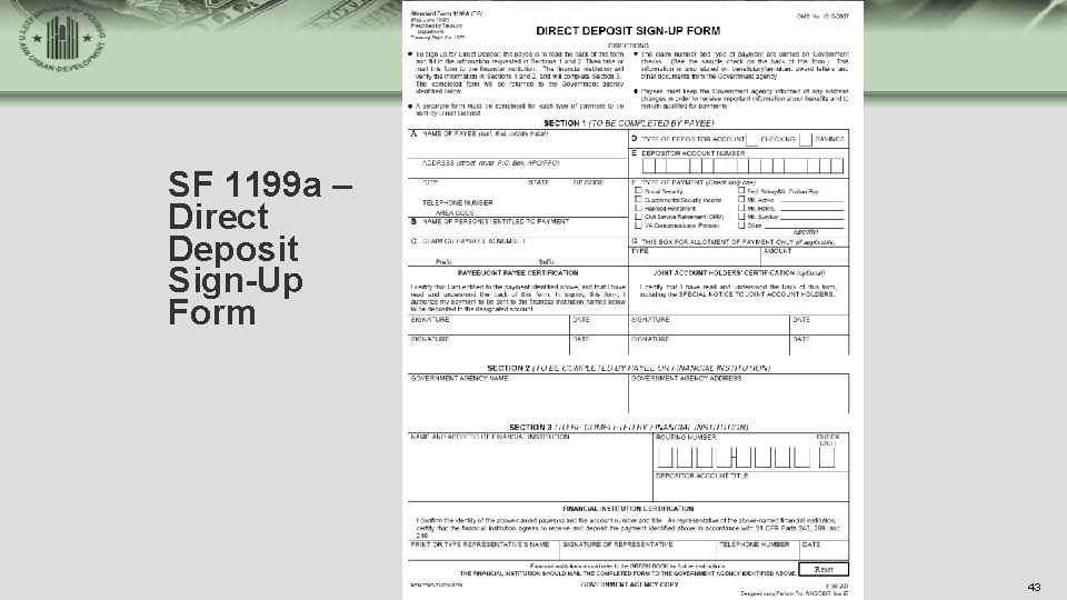 SF 1199 a – Direct Deposit Sign-Up Form 43 