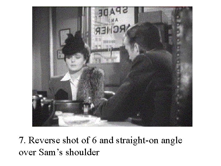 7. Reverse shot of 6 and straight-on angle over Sam’s shoulder 