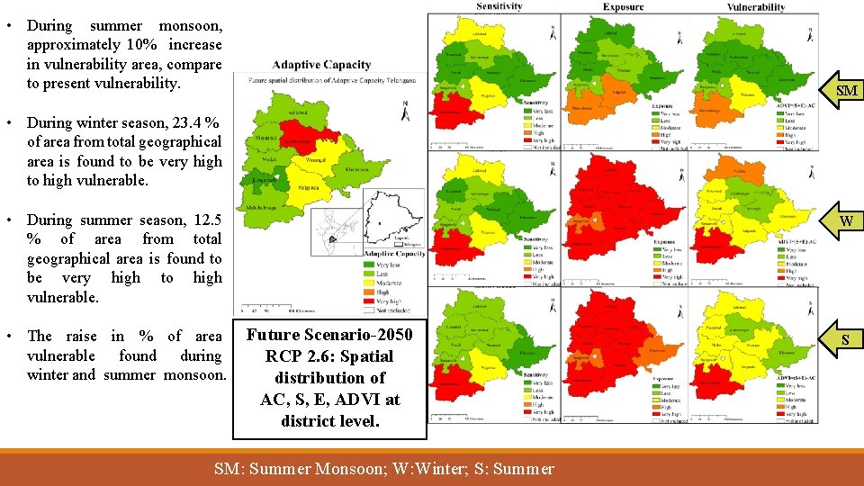  • During summer monsoon, approximately 10% increase in vulnerability area, compare to present