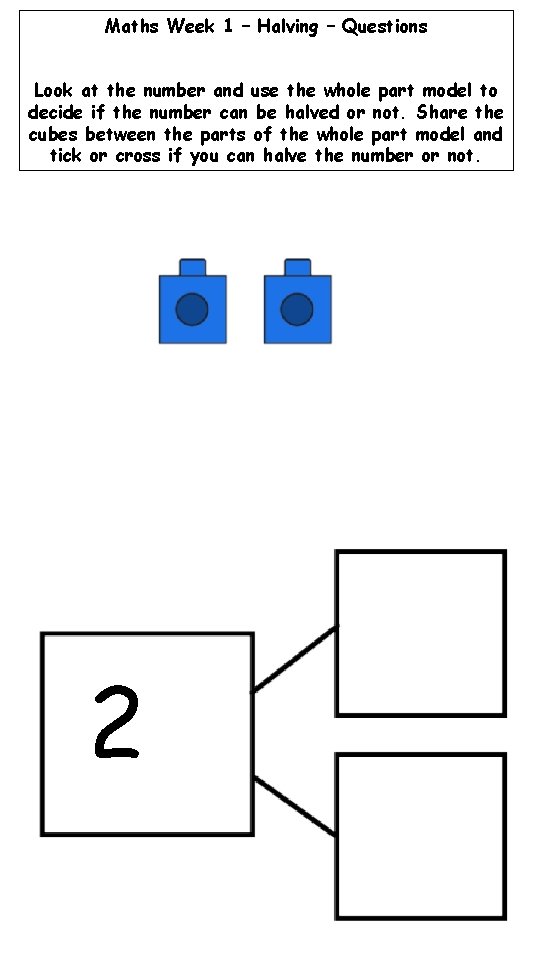 Maths Week 1 – Halving – Questions Look at the number and use the
