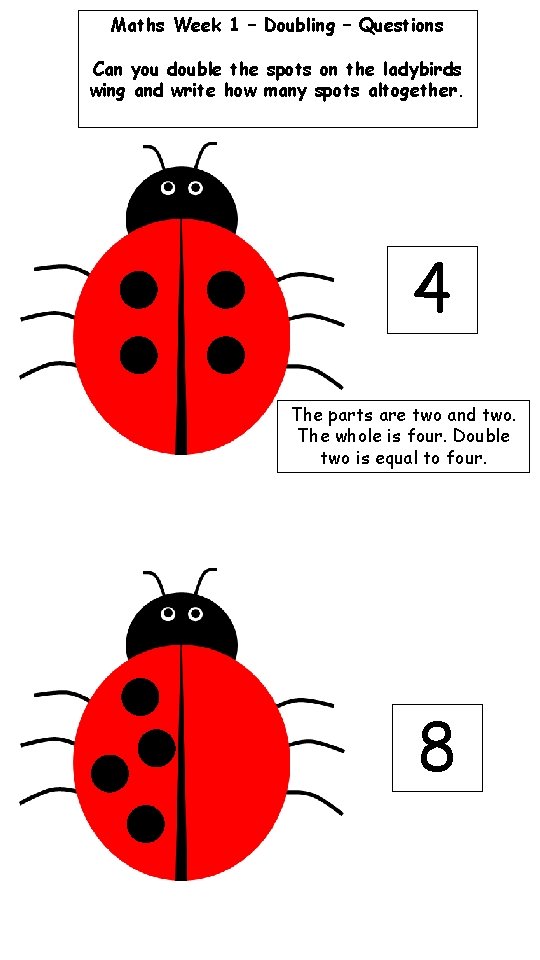 Maths Week 1 – Doubling – Questions Can you double the spots on the