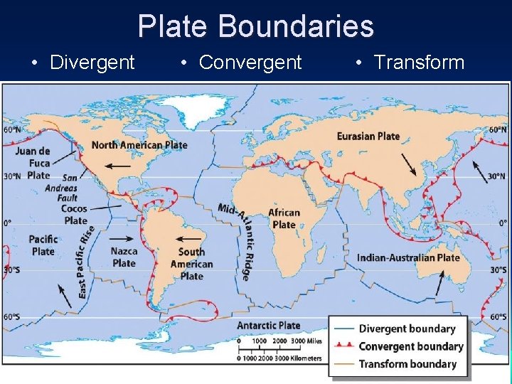 Plate Boundaries • Divergent • Convergent • Transform 