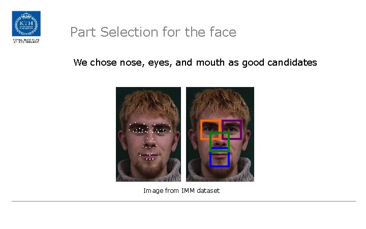 Part Selection for the face We chose nose, eyes, and mouth as good candidates