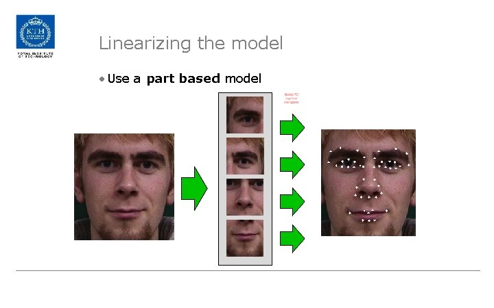 Linearizing the model • Use a part based model 