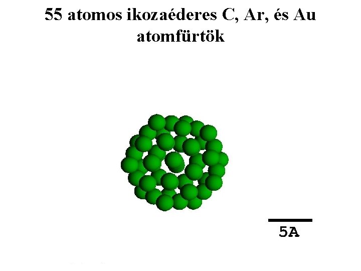 55 atomos ikozaéderes C, Ar, és Au atomfürtök 