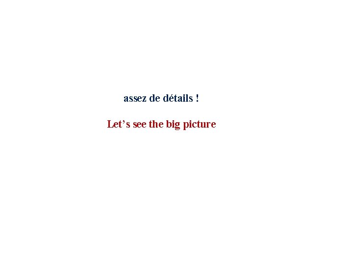 assez de détails ! Let’s see the big picture 