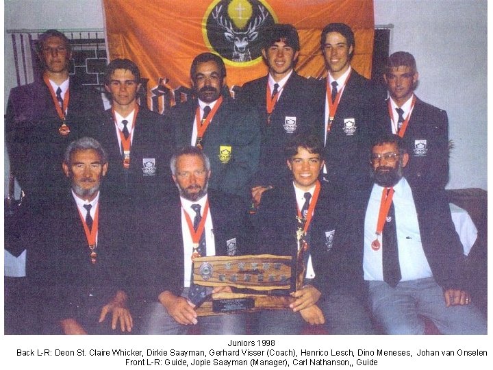 Juniors 1998 Back L-R: Deon St. Claire Whicker, Dirkie Saayman, Gerhard Visser (Coach), Henrico