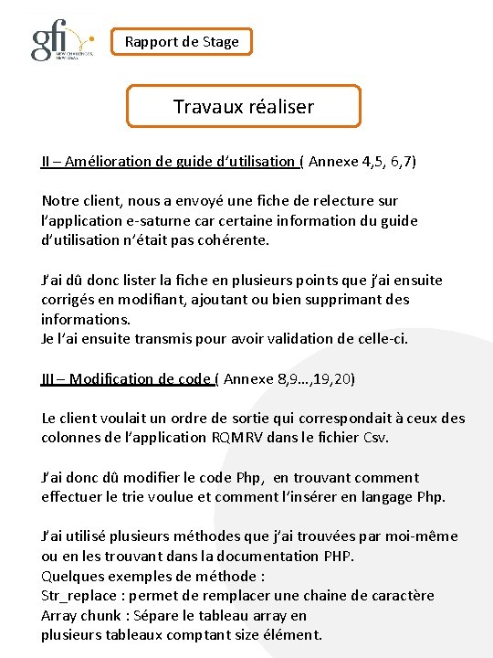 Rapport de Stage Travaux réaliser II – Amélioration de guide d’utilisation ( Annexe 4,