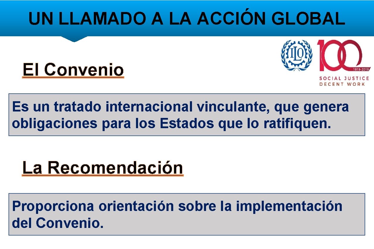 UN LLAMADO A LA ACCIÓN GLOBAL El Convenio Es un tratado internacional vinculante, que