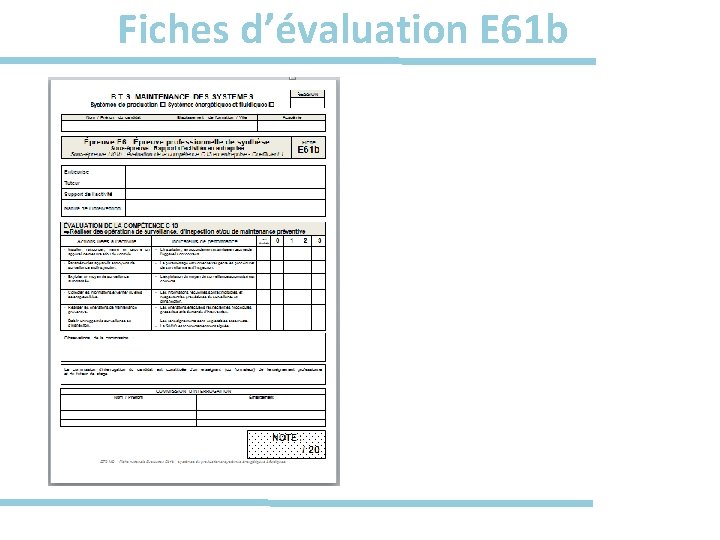 Fiches d’évaluation E 61 b 