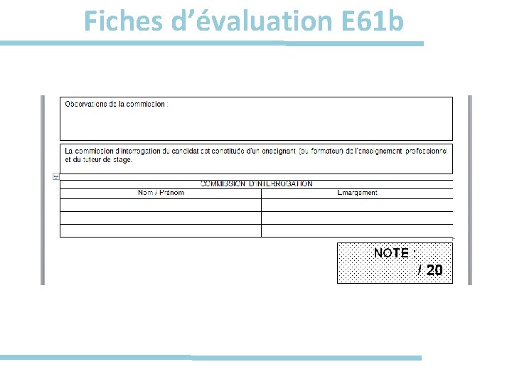 Fiches d’évaluation E 61 b 