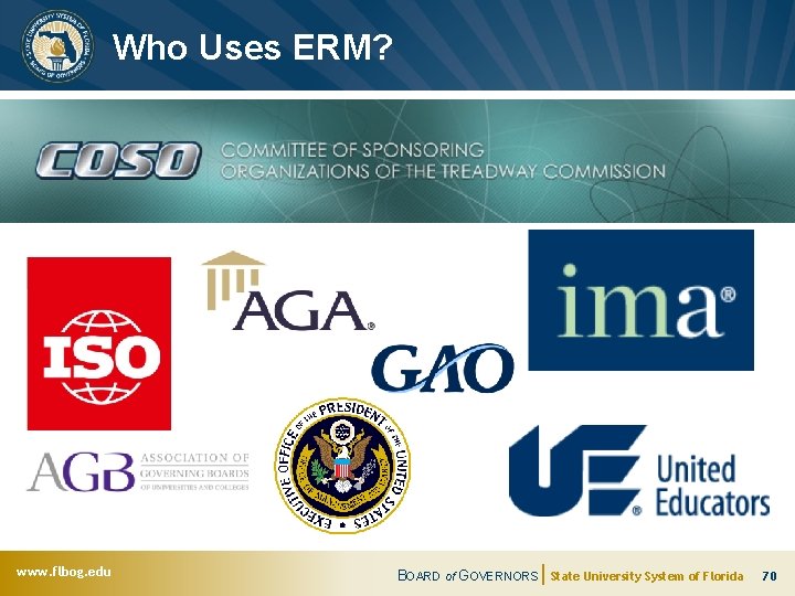 Who Uses ERM? www. flbog. edu BOARD of GOVERNORS State University System of Florida