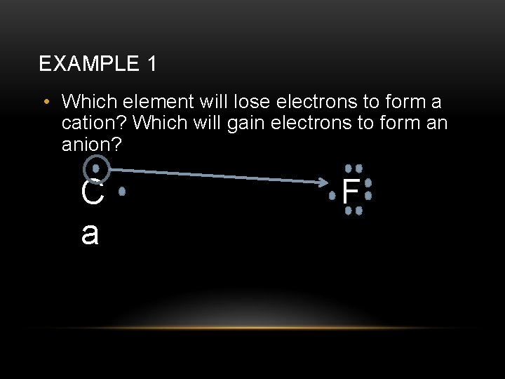EXAMPLE 1 • Which element will lose electrons to form a cation? Which will