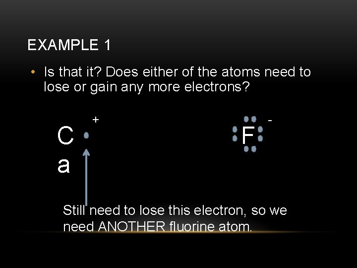 EXAMPLE 1 • Is that it? Does either of the atoms need to lose