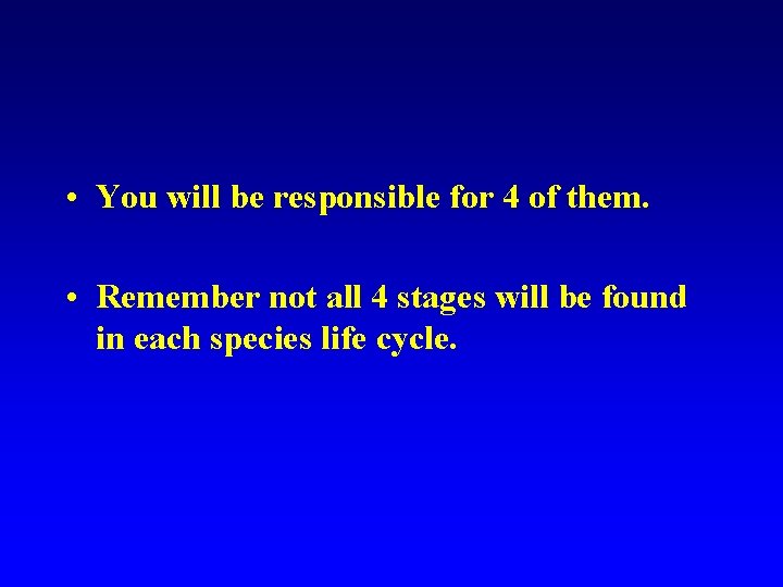  • You will be responsible for 4 of them. • Remember not all