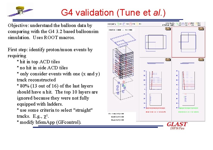 G 4 validation (Tune et al. ) Objective: understand the balloon data by comparing