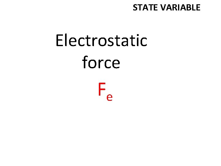 STATE VARIABLE Electrostatic force Fe 