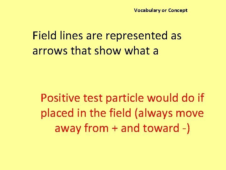 Vocabulary or Concept Field lines are represented as arrows that show what a Positive