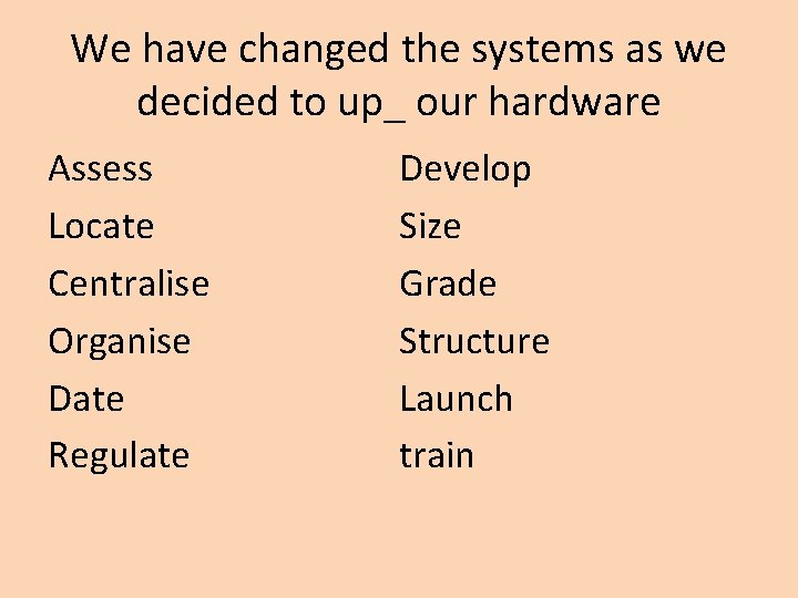 We have changed the systems as we decided to up_ our hardware Assess Locate