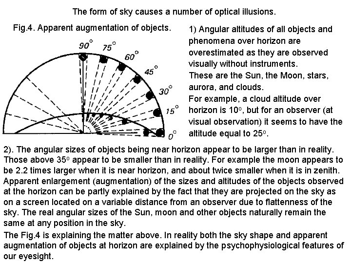 The form of sky causes a number of optical illusions. Fig. 4. Apparent augmentation