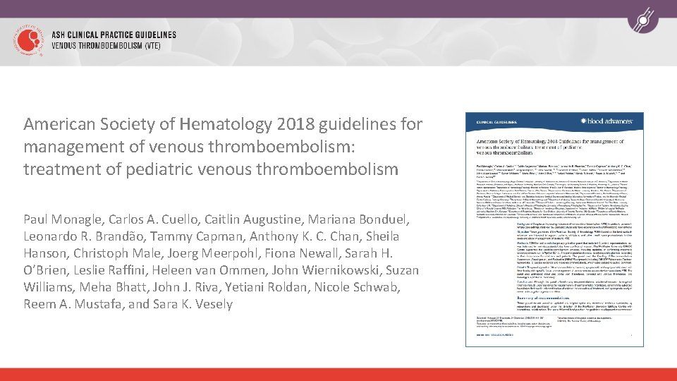 American Society of Hematology 2018 guidelines for management of venous thromboembolism: treatment of pediatric