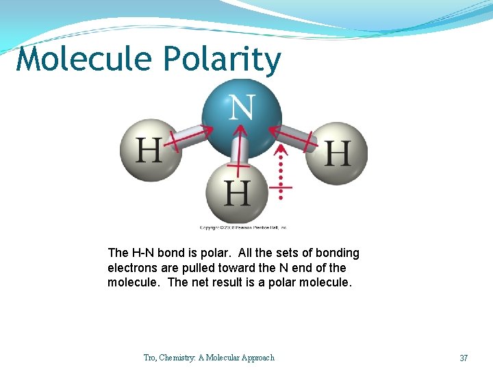 Molecule Polarity The H-N bond is polar. All the sets of bonding electrons are