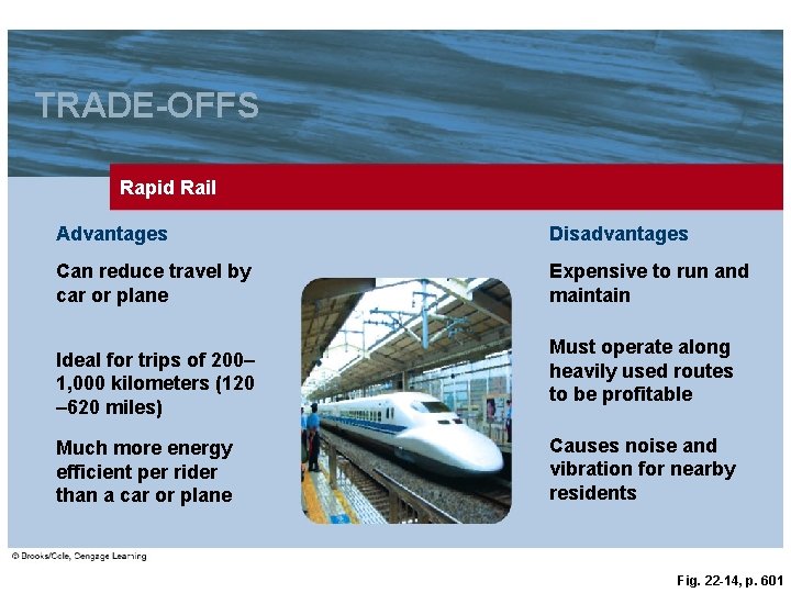 TRADE-OFFS Rapid Rail Advantages Disadvantages Can reduce travel by car or plane Expensive to
