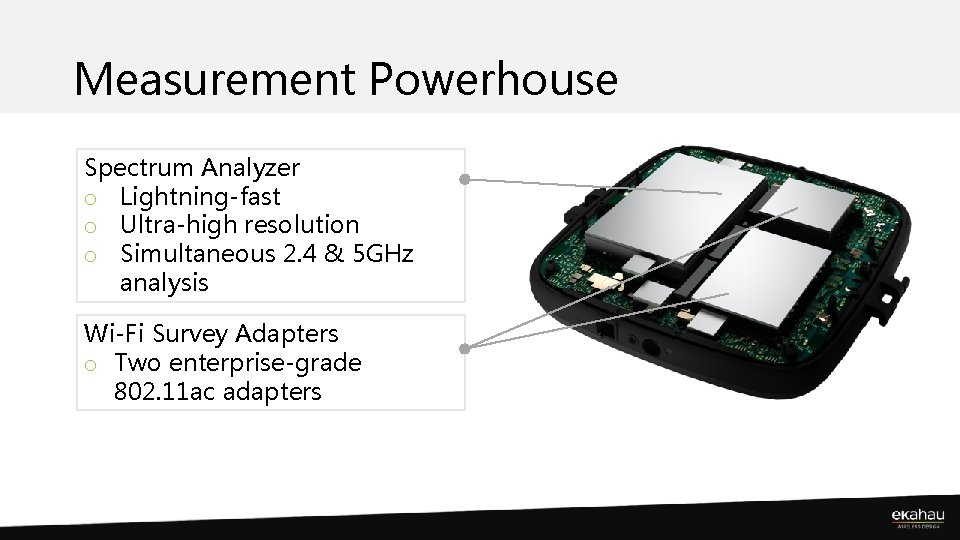 Measurement Powerhouse Spectrum Analyzer o Lightning-fast o Ultra-high resolution o Simultaneous 2. 4 &