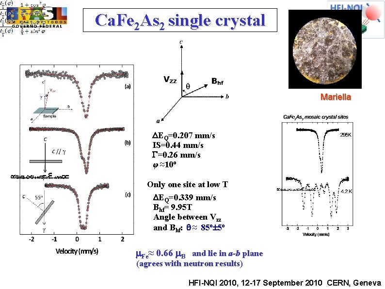 Ca. Fe 2 As 2 single crystal Mariella EQ=0. 207 mm/s IS=0. 44 mm/s