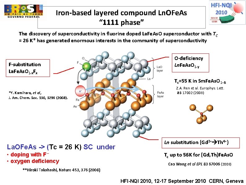 Iron-based layered compound Ln. OFe. As “ 1111 phase” The discovery of superconductivity in