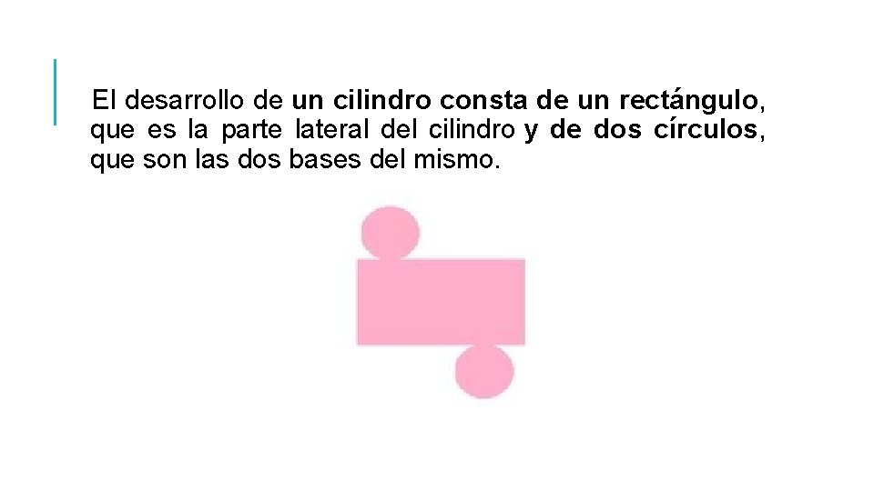 El desarrollo de un cilindro consta de un rectángulo, que es la parte lateral