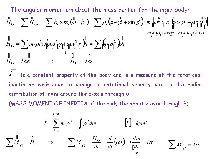 The angular momentum about the mass center for the rigid body: is a constant