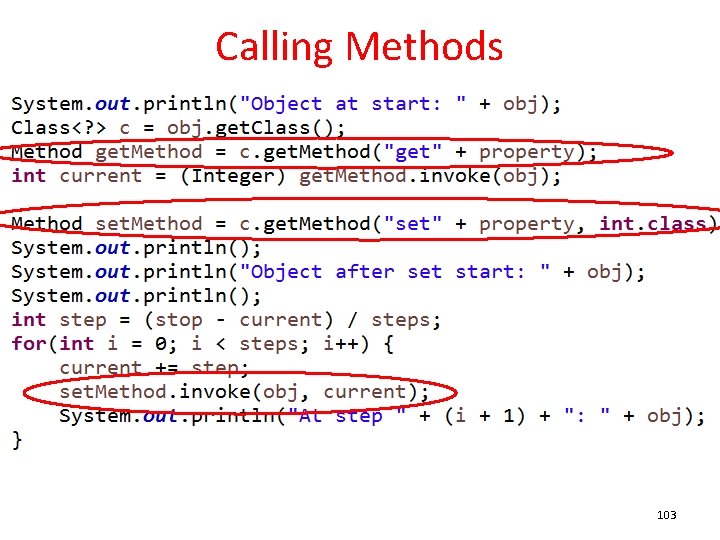 Calling Methods 103 