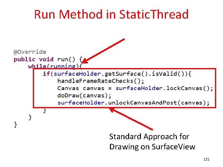 Run Method in Static. Thread Standard Approach for Drawing on Surface. View 121 