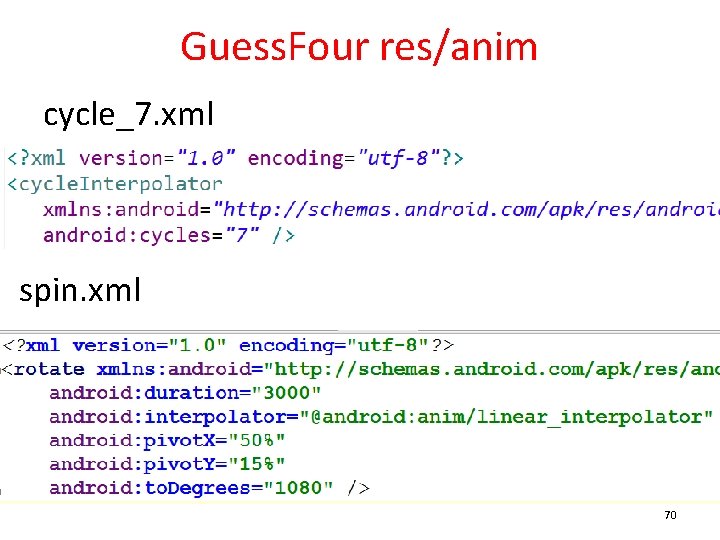 Guess. Four res/anim cycle_7. xml spin. xml 70 