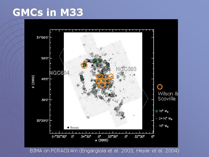 GMCs in M 33 NGC 604 NGC 505 Wilson & Scoville BIMA on FCRAO