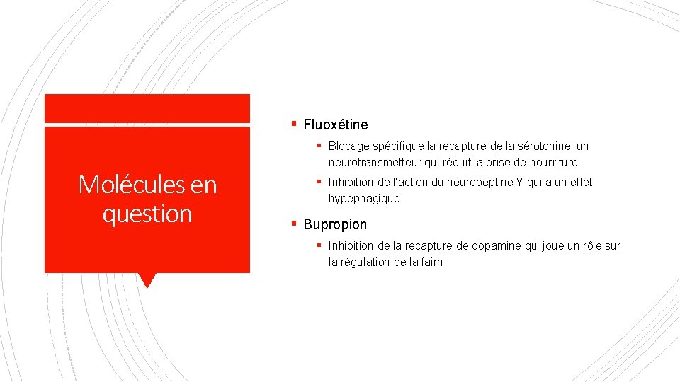 § Fluoxétine § Blocage spécifique la recapture de la sérotonine, un Molécules en question