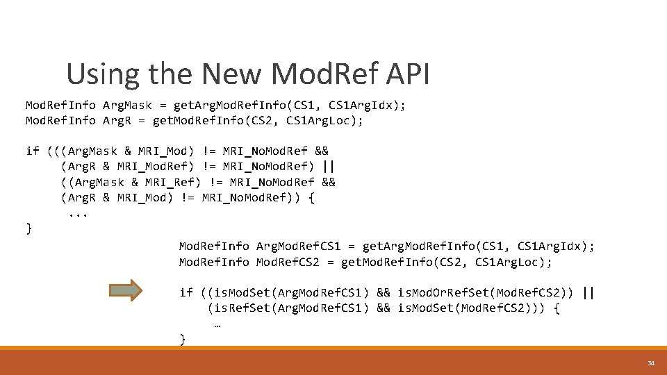 Using the New Mod. Ref API Mod. Ref. Info Arg. Mask = get. Arg.
