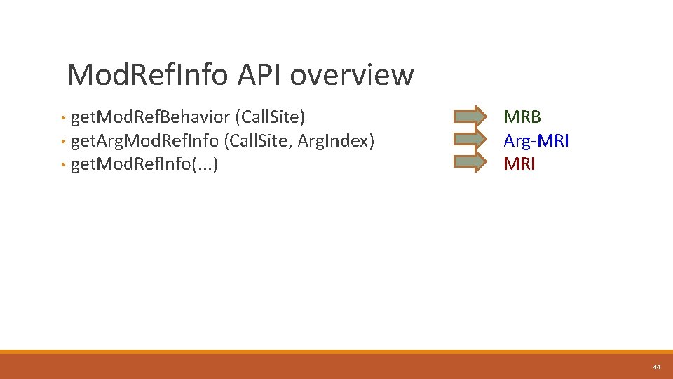 Mod. Ref. Info API overview • get. Mod. Ref. Behavior (Call. Site) • get.