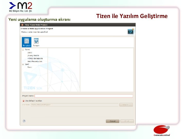 Yeni uygulama oluşturma ekranı Tizen ile Yazılım Geliştirme 