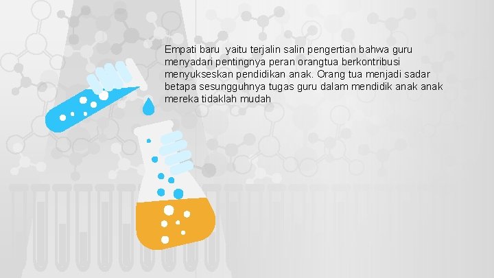 Empati baru yaitu terjalin salin pengertian bahwa guru menyadari pentingnya peran orangtua berkontribusi menyukseskan