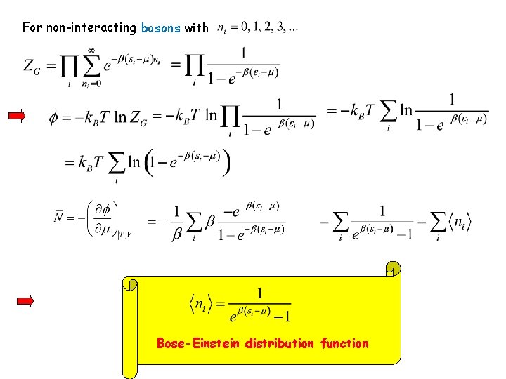 For non-interacting bosons with Bose-Einstein distribution function For non-interacting bosons with Bose-Einstein distribution function